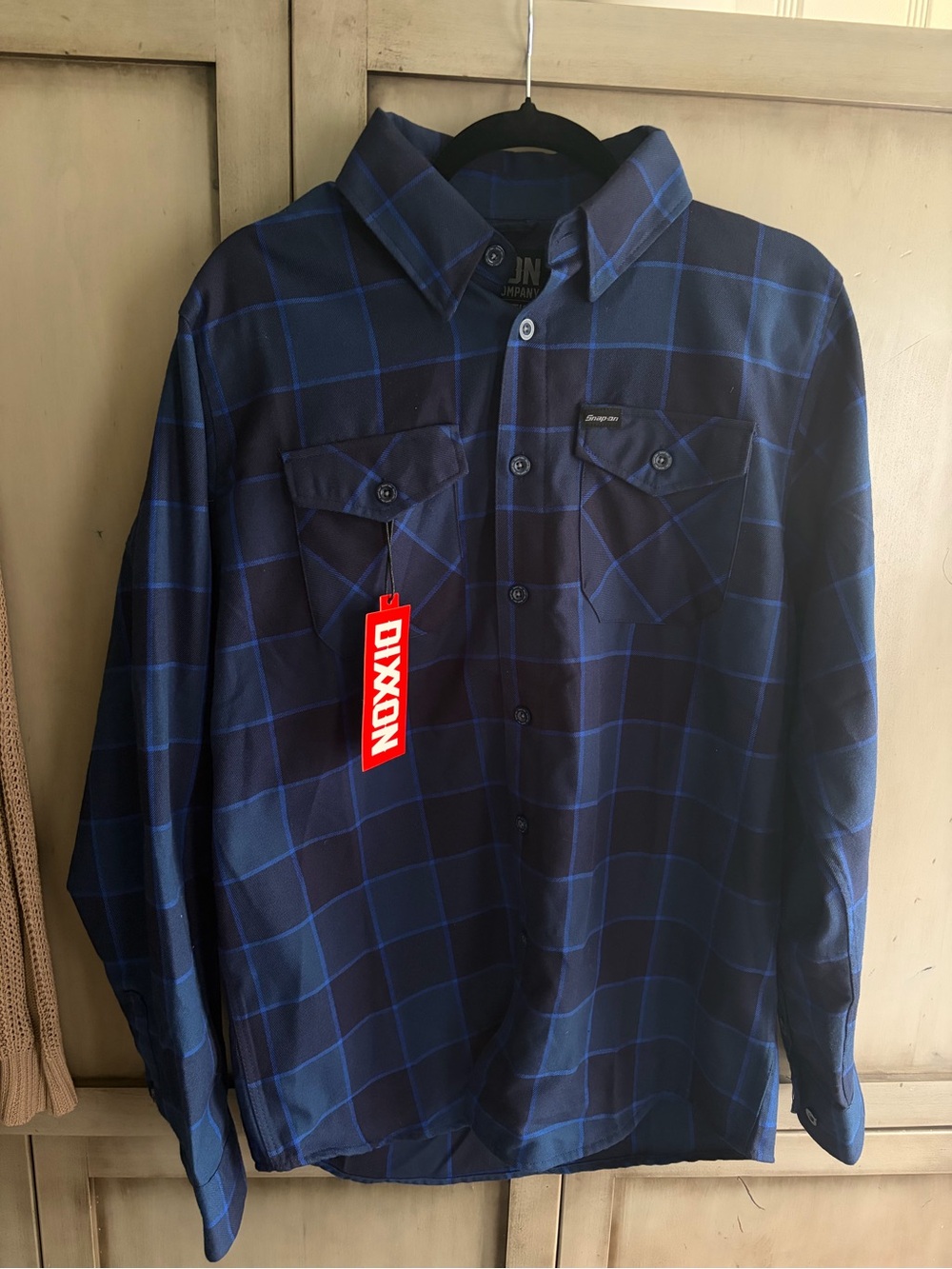 DIXXON Men's Dark Navy and Royal Blue Plaid Button-Down Shirt